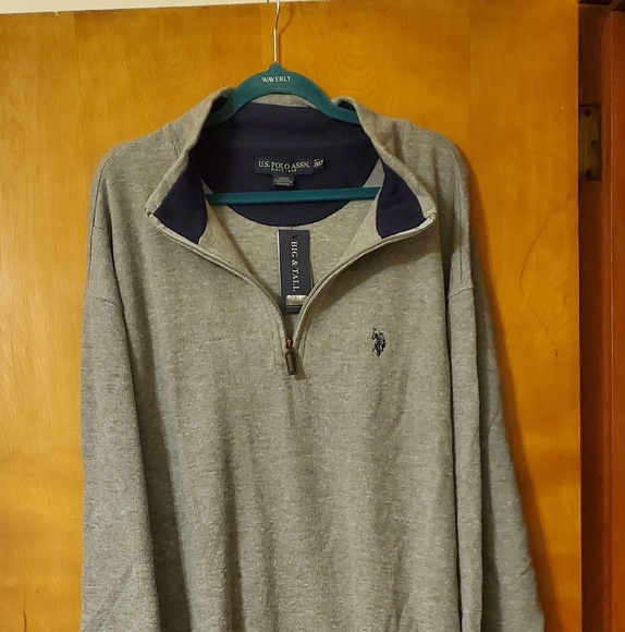 NWT U.S. Polo Gray Half Zip Pullover Sweater Size 2XL Tall - Picture 1 of 5